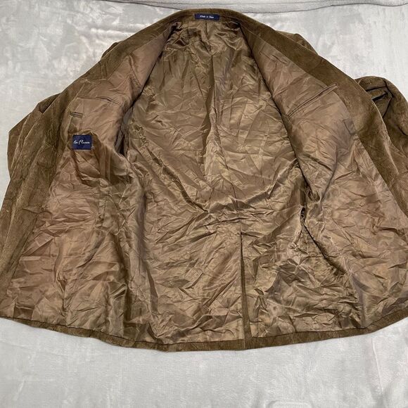 Alan Flusser Corduroy Sport Coat Mens 42L Brown Blazer Jacket Single Breasted - Picture 8 of 14